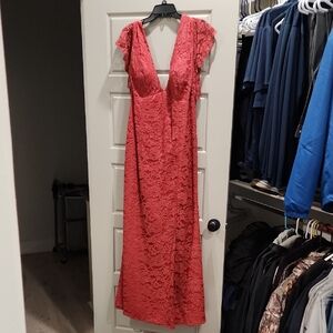 Elegant Lace Red (Burnt Orange) Dress